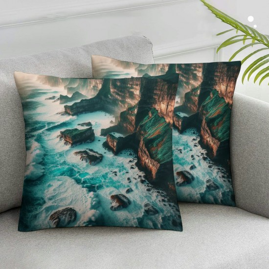 Ulloord Throw Pillow Covers Beach Theme Modern Blue Comfortable Velvet Decoration Indoor Outoor Home Hotel Bedroom Living Room Decor Pillow case