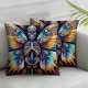 Ulloord Butterfly Skeleton Throw Pillow Covers Gothic Moths Bohemian Trippy Hippie Nature Forest Black Soft Velvet Fabric Washable Bedroom Dorm Indoor Outdoor Decor Cushion Cover Square