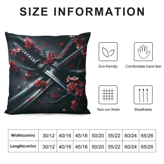 Ulloord Throw Pillow Covers Floral Asian Style Cool Gray Soft Velvet Washable Decorative for Indoor Living Room Bedroom Sofa Pillow case