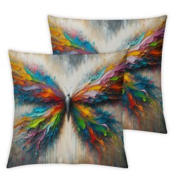 Ulloord Butterfly Throw Pillow Covers Nature Aesthetic Classy Neutral Oil Painting Colorful Cozy Velvet Washable Indoor Living Room Couch Standard Sofa Bed Decor Cushion Cover