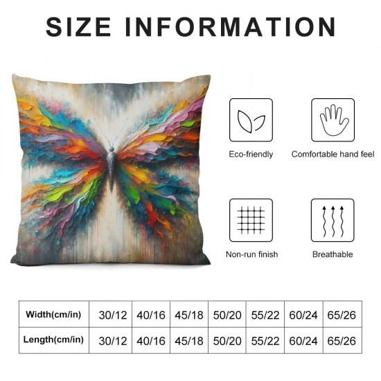 Ulloord Butterfly Throw Pillow Covers Nature Aesthetic Classy Neutral Oil Painting Colorful Cozy Velvet Washable Indoor Living Room Couch Standard Sofa Bed Decor Cushion Cover