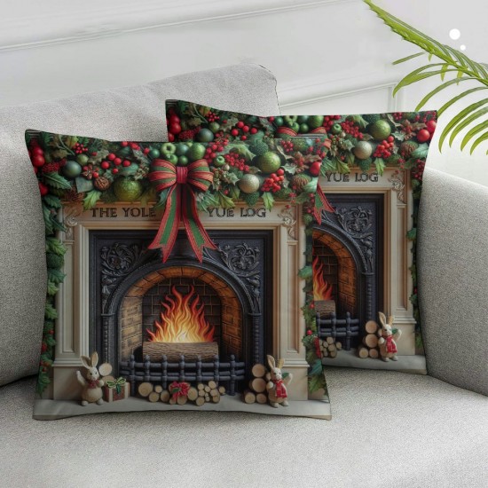 Ulloord Christmas Throw Pillow Covers Wreath Brown Green Soft line Room Decor car Porch Adults Office Sofa Comfortable Chair Bedding Cushion Covers