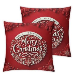 Ulloord Throw Pillow Covers Merry Christmas Tree Balls Living Room Bedroom Dorm Soft Linen Pillow Covers Christmas Decorations Washable,Red,