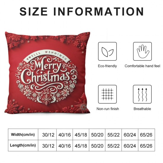 Ulloord Throw Pillow Covers Merry Christmas Tree Balls Living Room Bedroom Dorm Soft Linen Pillow Covers Christmas Decorations Washable,Red,