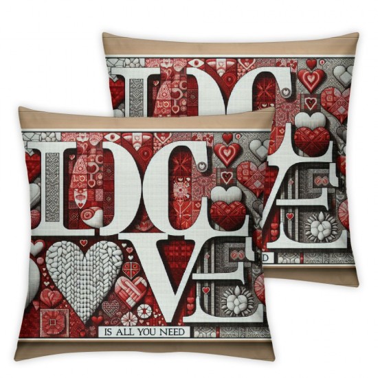 Ulloord Valentines Throw Pillow Covers Letters Modern Holiday White red Soft Velvet Decor Outdoor Patio Couch Standard Home Sofa Light Cushion Cover