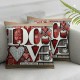 Ulloord Valentines Throw Pillow Covers Letters Modern Holiday White red Soft Velvet Decor Outdoor Patio Couch Standard Home Sofa Light Cushion Cover