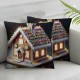 Ulloord Christmas Pink White Throw Pillow Cover Cute Christmas Decorative Cushion Cover for Living Room Bedroom Sofa Bed