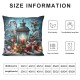 Ulloord Christmas Snowman Christmas Tree Throw Pillow Covers Candles Green Blue Linen Washable Living Room Couch Bed Home Decor Cushion Cover