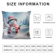 Ulloord Winter Scene Throw Pillow Covers Snowman Forest Nature Christmas Decorations Washable Soft Linen Indoor Living Room Office,Blue,