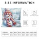 Ulloord Winter Scene Throw Pillow Covers Snowman Forest Nature Washable Soft Linen Indoor Living Room Office,Blue,