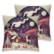 Ulloord Merry Christmas Throw Pillow Covers Aesthetic Holiday Winter Scene Washable Bedroom Square Soft Linen Christmas Room Decor,Purple,