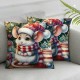 Ulloord Throw Pillow Covers Animal Cute Merry Christmas Pack of 2 Soft Linen Washable Indoor Living Room Office,White,