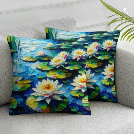 Ulloord Throw Pillow Covers White Aesthetic Water Oil Painting mid Century Green Short Plush Room Decorative Room Bedding Soft Comfort Decorative Sofa Cushion Covers