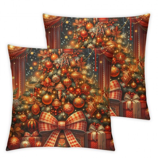 Ulloord Christmas Throw Pillow Covers Striped red Square Outdoor Indoor Decorations Cushion Cover