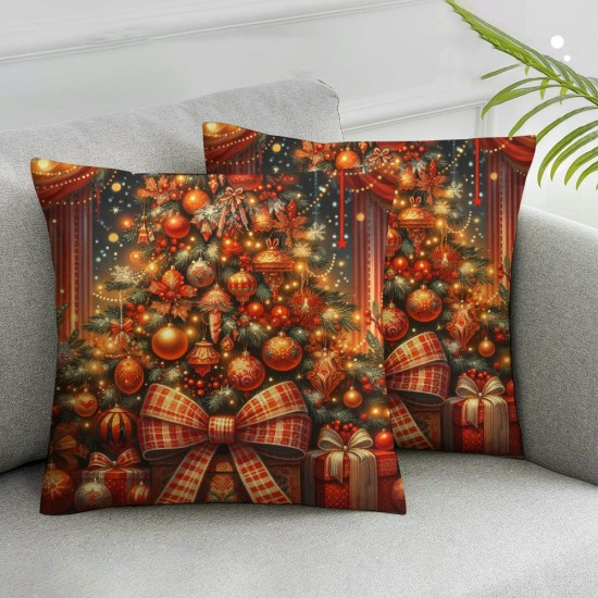 Ulloord Christmas Throw Pillow Covers Striped red Square Outdoor Indoor Decorations Cushion Cover