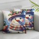 Ulloord Snowman Throw Pillow Covers Holiday Cute Patterned Linen Christmas Decorations Outdoor Patio Square Washable Colorful,