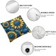 Ulloord Sunflower Throw Pillow Covers Floral Spring Country Blue Yellow Soft Velvet Fabric Washable Living Room Bedroom Dorm Indoor Cushion Cover Square