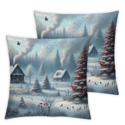 Ulloord Cottage Throw Pillow Covers Christmas Tree Country Outdoor Pillow Covers Soft Square ,Brown,