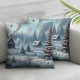 Ulloord Cottage Throw Pillow Covers Christmas Tree Country Outdoor Pillow Covers Soft Square ,Brown,