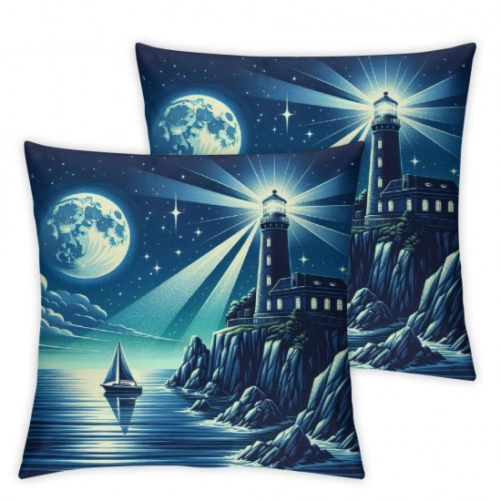 Ulloord Throw Pillow Covers Ocean Themed Landscape Printed Short Plush Room Decorative Indoor Outdoor Home Office Bedroom Living Room Decor Pillow case