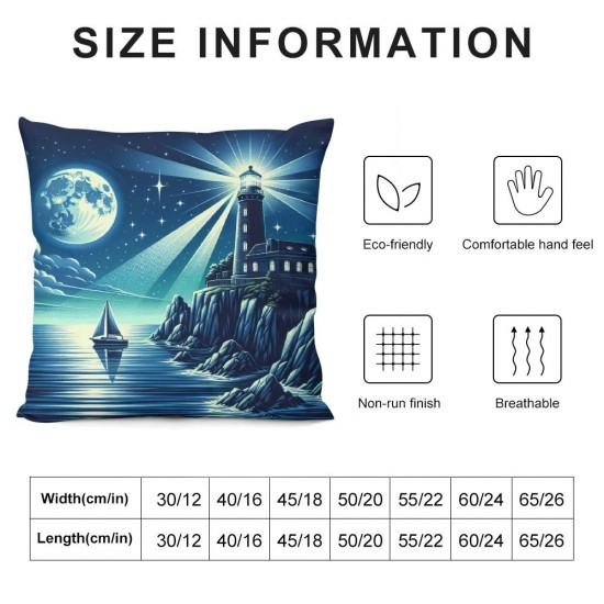 Ulloord Throw Pillow Covers Ocean Themed Landscape Printed Short Plush Room Decorative Indoor Outdoor Home Office Bedroom Living Room Decor Pillow case