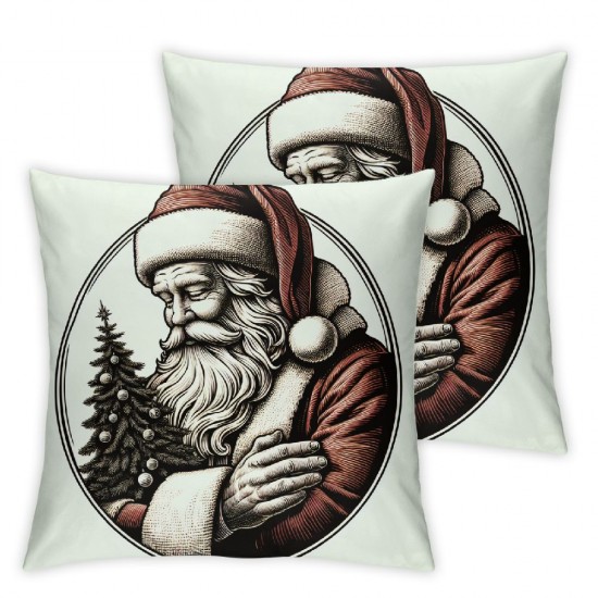 Ulloord Snowman Christmas Tree Red Throw Pillow Covers Linen Decorative Cushion Cover for Christmas Parties Living Room Bedroom Sofa Bed Decoration Gift