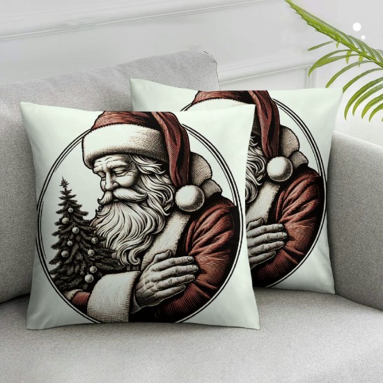 Ulloord Snowman Christmas Tree Red Throw Pillow Covers Linen Decorative Cushion Cover for Christmas Parties Living Room Bedroom Sofa Bed Decoration Gift