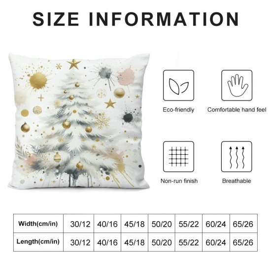 Ulloord Throw Pillow Covers Classic Living Room Adult Comfort Linen Christmas Decorations Square Washable,White Gold