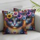 Ulloord Cute cat Throw Pillow Covers Flower Wreath Nature Scene Cottage core Standard Decorations Adult Women Men Home Sofa Bed Cushion Cover