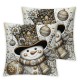 Ulloord Christmas Snowman Throw Pillow Covers Christmas Tree Pretty Holiday Decor Black Linen Washable Living Room Home Decor Cushion Cover