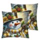 Ulloord Christmas Snowman Throw Pillow Covers Candles Christmas Balls Flower Wreath Gold Linen Cozy Washable Living Room Couch Bed Home Decor Cushion Cover