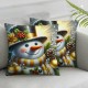 Ulloord Christmas Snowman Throw Pillow Covers Candles Christmas Balls Flower Wreath Gold Linen Cozy Washable Living Room Couch Bed Home Decor Cushion Cover