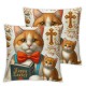 Ulloord cat Throw Pillow Covers Animal Lettering Holiday red Soft Velvet Fabric Washable Living Room Bedroom Dorm Indoor Cushion Cover Square