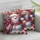 Ulloord Christmas Snowman Throw Pillow Covers Christmas Tree Candles Flower Wreath Pink Linen Cozy Washable Living Room Couch Bed Home Decor Cushion Cover