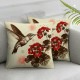 Ulloord Throw Pillow Covers Bird Floral Leaf Animal Natural Shabby Retro Beige Soft Velvet Washable Home Decorative Living Room Bedroom Couch Sofa Cushion Cover