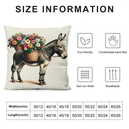 Ulloord Throw Pillow Covers Country Animal Farmhouse Decor Indoor Living Room Couch Bed Home Square with Zipper Cushion Cover