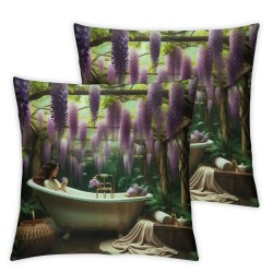 Ulloord Spring Throw Pillow Covers Bathtub Aesthetic Cottage core Room Decorative Room Bedding Soft Comfort Decorative Sofa Cushion Covers