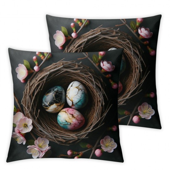 Ulloord Throw Pillow Covers Bird nest Rustic Country Farmhouse Oil Painting Brown Soft Velvet Bedroom Decor Kid Girl Home Living Room College Dorm Cushion Cover