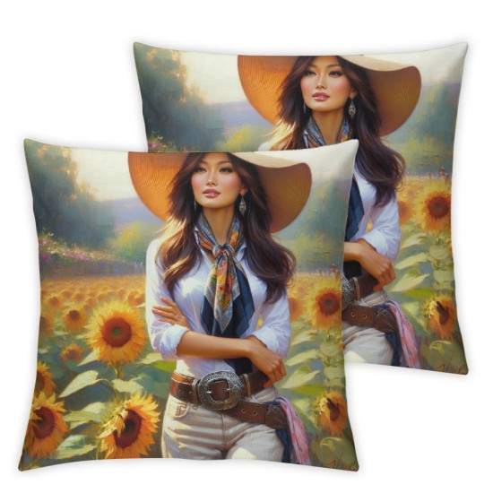 Ulloord Throw Pillow Covers Country Sunflower Yellow Soft Velvet Washable Girl Women Decorative Living Room Bedroom Couch Sofa Cushion Cover