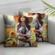 Ulloord Throw Pillow Covers Country Sunflower Yellow Soft Velvet Washable Girl Women Decorative Living Room Bedroom Couch Sofa Cushion Cover