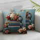 Ulloord Throw Pillow Covers Floral Book Library Brown Short Plush Living Room Sofa Decor Pillow case