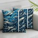 Ulloord Throw Pillow Covers sea Animal Plants Realistic Ocean Illustration Blue Cozy Velvet Standard boy Men Indoor Office Home Couch Decorative Pillow case