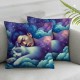 Ulloord Throw Pillow Covers Animal Fantasy Aesthetic Purple Soft Cozy Velvet Washable Outdoor Home Decor Square for Chair Bed Sofa Cushion Cover