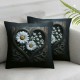 Ulloord Daisy Flower Throw Pillow Covers Country Retro Love Heart Plants Floral Green Soft Velvet Square Decor for Indoor Outdoor Home Patio Couch Sofa Cushion Cover