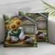 Ulloord cute throw pillow covers animal sunflower cottage core yellow Cozy Velvet Washable Square decor Living Room Bedroom dorm Sofa Bed Cushion Cover