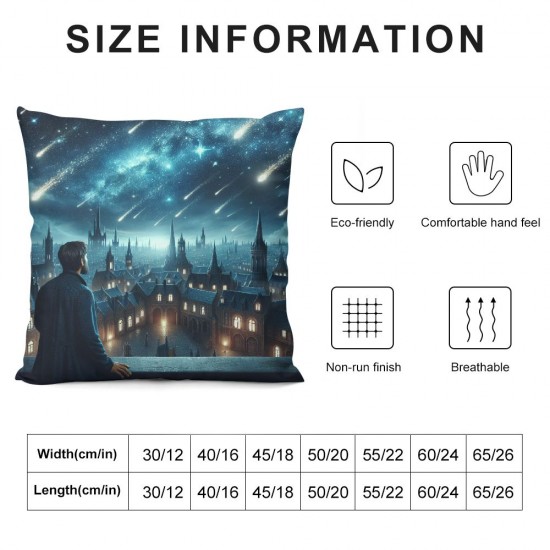 Ulloord Throw Pillow Covers Starry Mystery Vintage Castle midcentury Gothic Fantasy Blue Soft Velvet Washable Indoor Living Room Couch Standard Home Sofa Bed Decor Cushion Cover