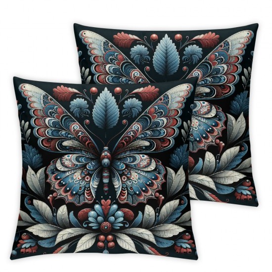 Ulloord Butterfly Throw Pillow Covers Country Flower Natural Indoor Kids Bedroom Sofa Decorative Cover