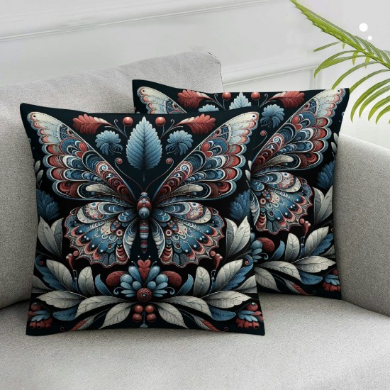 Ulloord Butterfly Throw Pillow Covers Country Flower Natural Indoor Kids Bedroom Sofa Decorative Cover