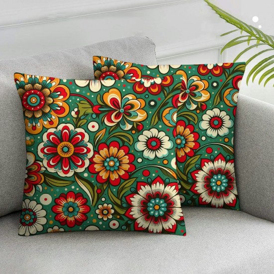 Ulloord Daisy Flower Throw Pillow Covers Leaf Plant Colorful Standard Size Girl Women Bedroom Sofa Decor Cushion Cover