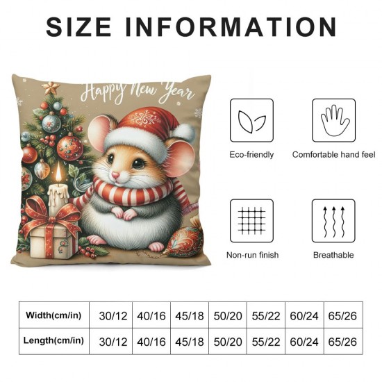 Ulloord Throw Pillow Covers Animal Cute Merry Christmas Christmas Decorations Soft Linen Washable Indoor Living Room Office,White